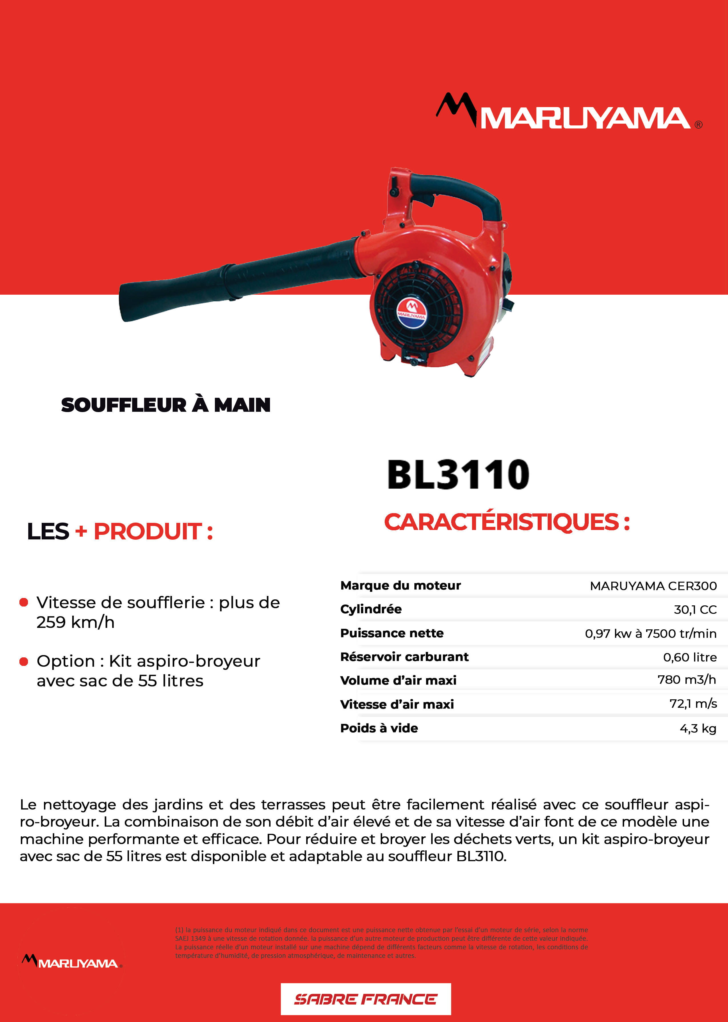 Souffleur à main BL3110 - Maruyama