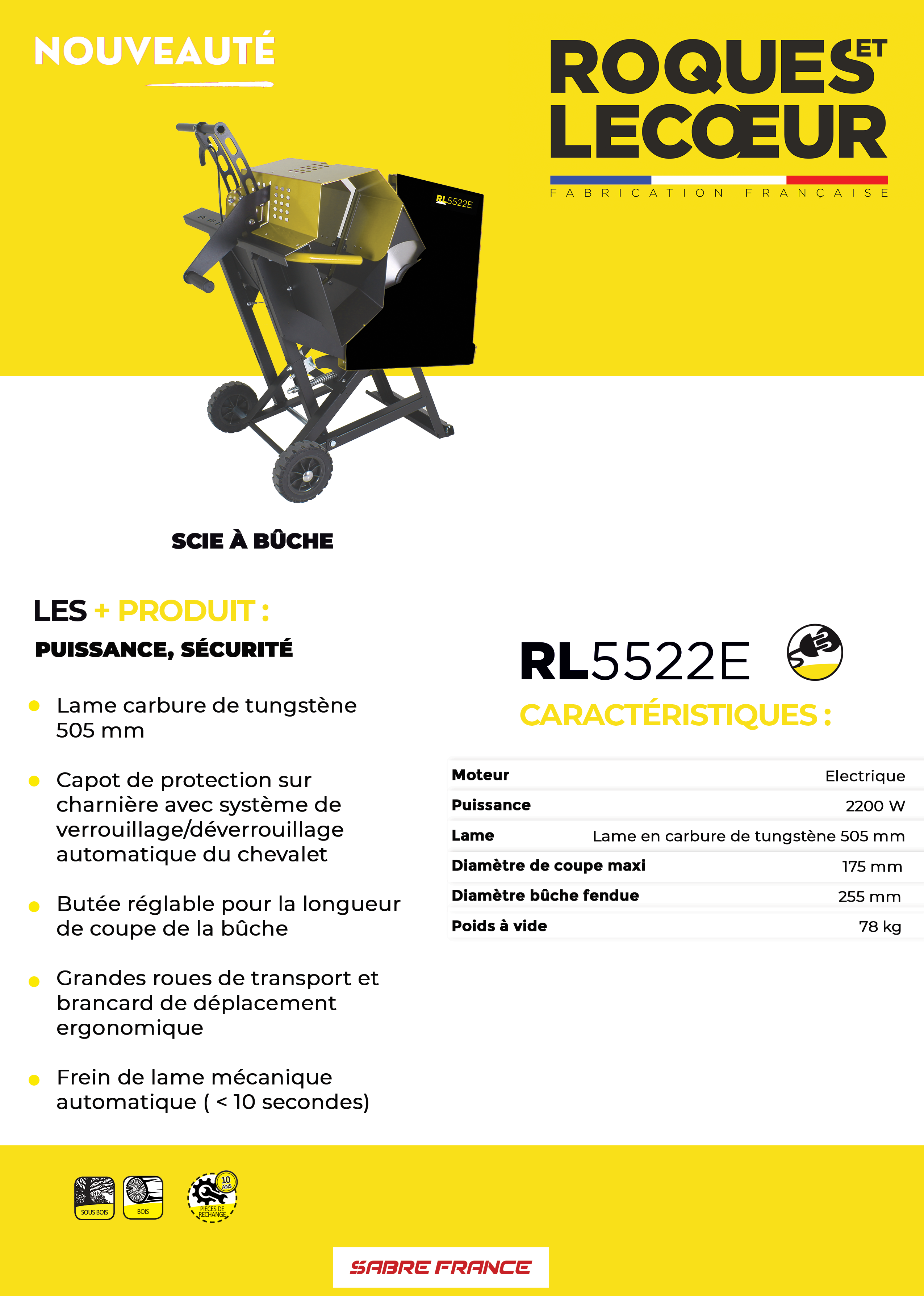 Scie à bûches électrique Roques et Lecoeur RL 560 E