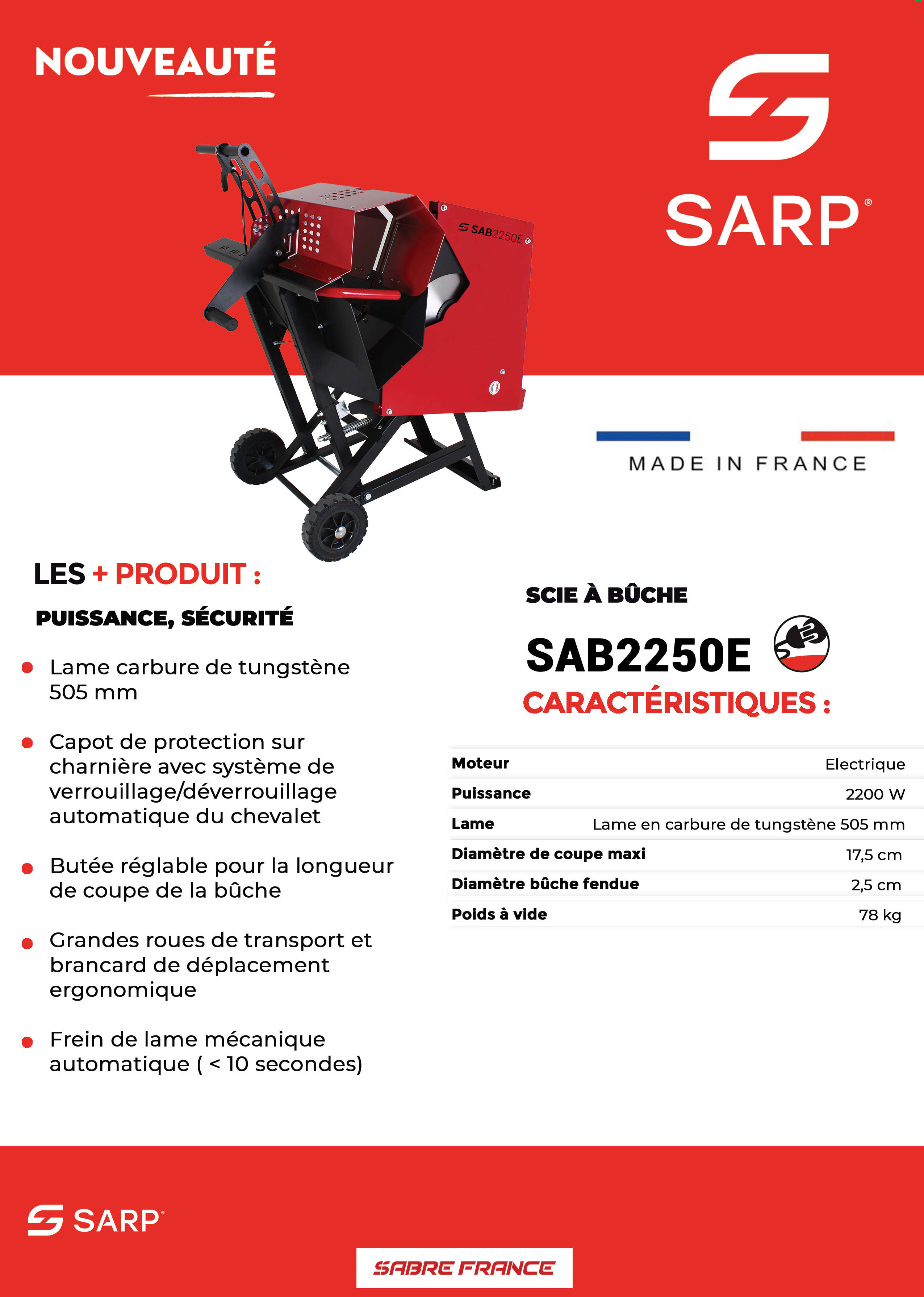 Scie à bûche électrique SAB2250E - Sarp